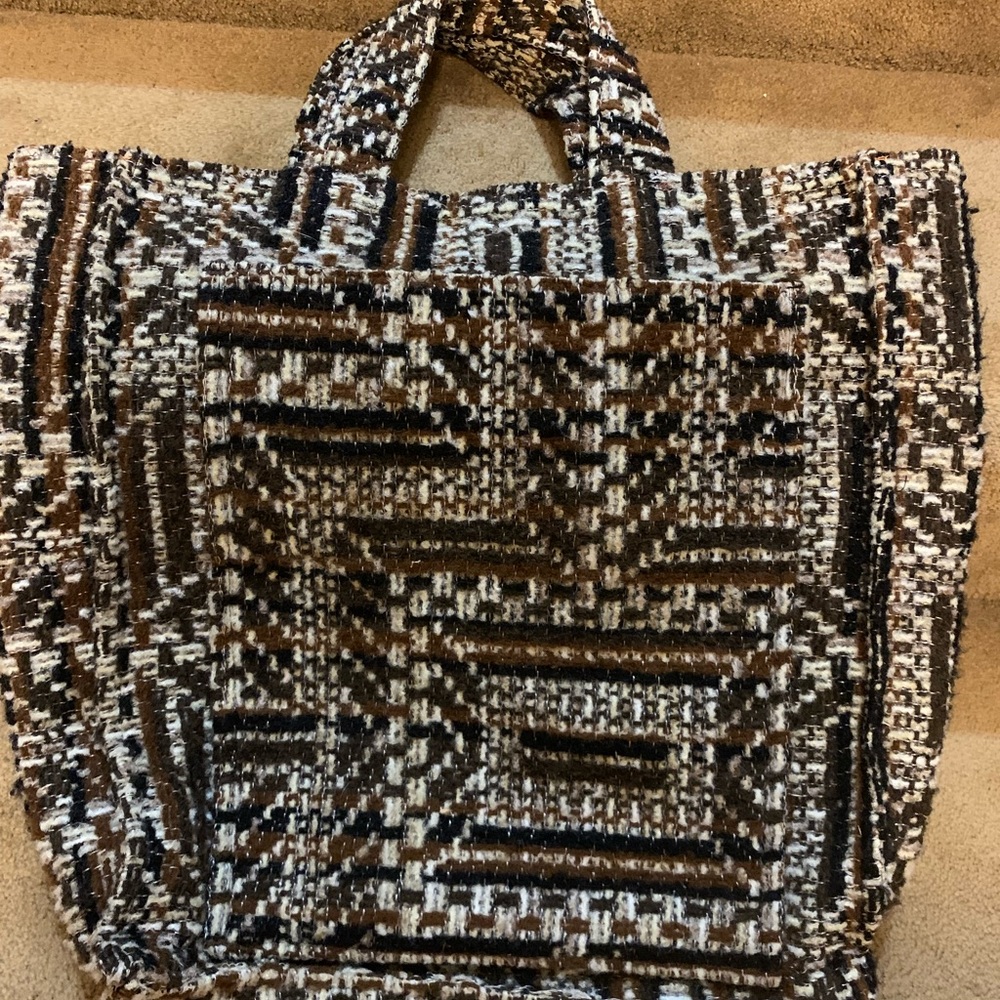 Geometric Black and Brown Tote